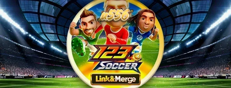 Interface do jogo 123 Soccer Link&Merge com tema de futebol