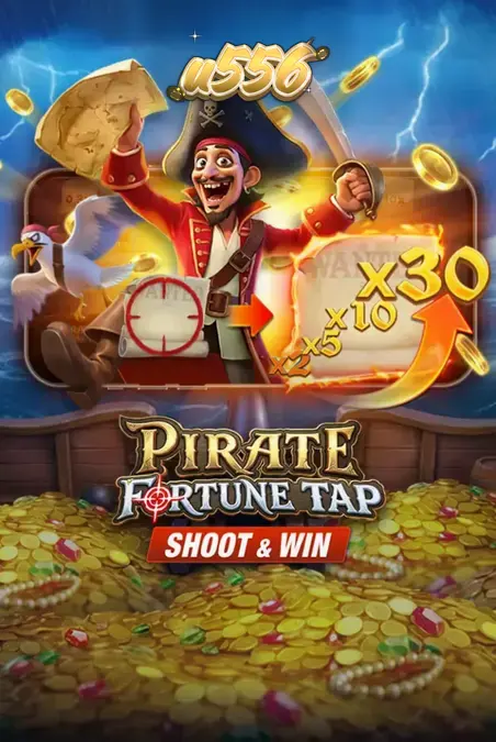Interface de jogo do Pirate Fortune Tap com canhão e alvos piratas